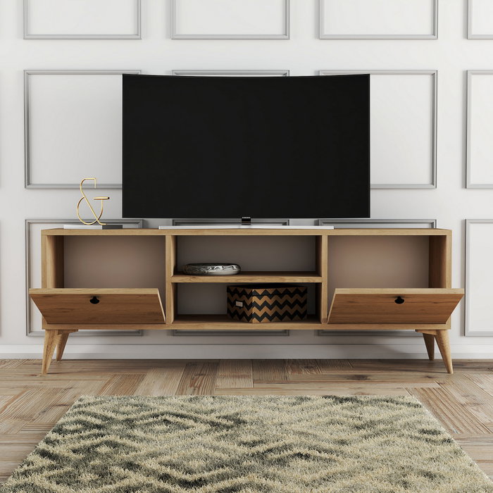 Hanah Home Soporte TV 1122 Bohemio Roble Macizo 138x42.6x29.5 cm Salón Mueble.